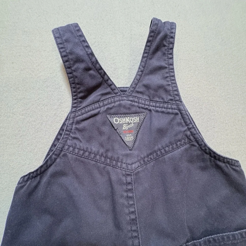 OshKosh B'gosh 12mos Overalls‎ Navy Blue Fleece Lined Snap Legs Adjustable Strap